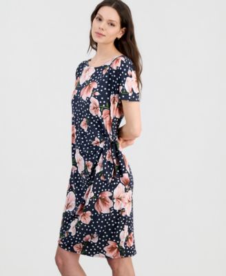 Women's Printed Short-Sleeve Sarong Dress