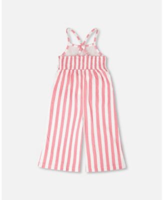 Toddler Girls Crinkle Jersey Striped Jumpsuit
