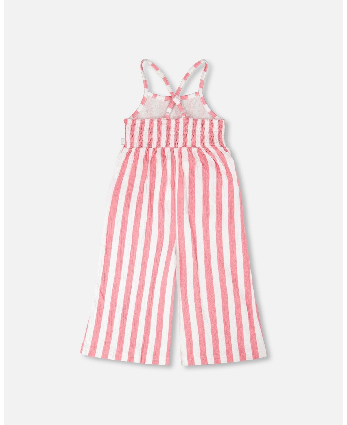 Deux par Toddler Girls Crinkle Jersey Striped Jumpsuit