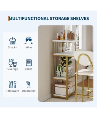 Expandable 3Pcs Dining Table Set for 2 – Space-Saving Bar Table & Chairs with Storage Shelves, Wine Rack – Ideal for Apartment, Kitchen