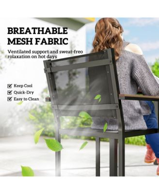 Outdoor Dining Set for 4, Acacia Wood Table and Stackable Chairs