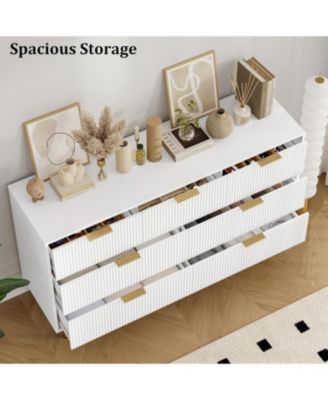 Fluted Dresser for Bedroom,7 Drawer Dresser,Wooden Chest of Drawers,Modern Storage Dressers for Living Room, Closet, Hallway,Entryway