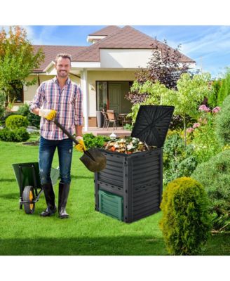 80 Gallon Compost Bin Garden Waste Container Grass Food Trash Barrel Fertilizer
