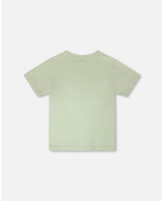 Big Boys Cotton Jersey T-Shirt with Mountain Print Sage