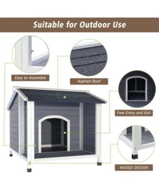 Outdoor Dog House: Wooden Shelter with Asphalt Roof & Raised Floor, Easy Assembly