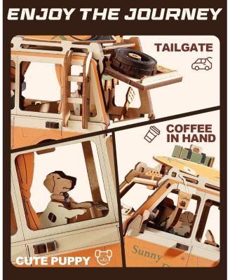 Pendulum Balance Toy, 3D Wooden Puzzles for Adults, Retro Road Tripper Car, DIY Craft Wood Puzzle Kit, Unique Gift for Men Women Festival