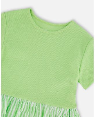 Toddler Girls Bi-Material Dress Mint