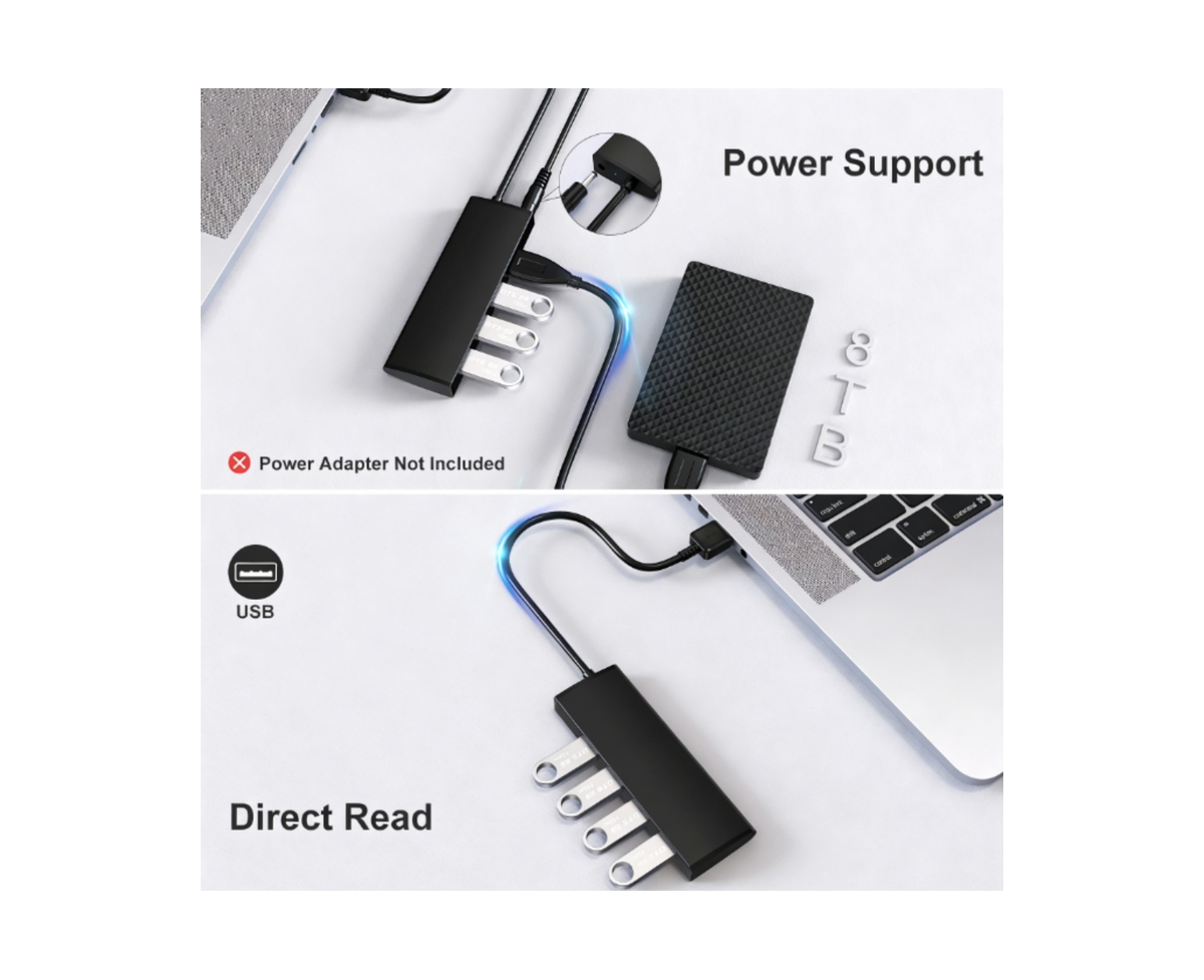 Risokeys 4-Port Usb 3.0 Hub - with 5Gbps High-Speed Data Transfer,Usb Splitter, Portable Usb Extender for Laptop, Pc, MacBook