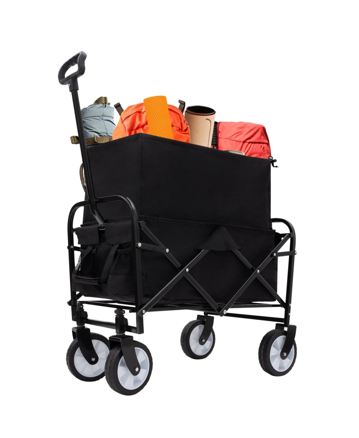 Mondawe Extendable Collapsible Storage Wagon Utility Carts w/ 225LBS Capacity, 360° Wheels