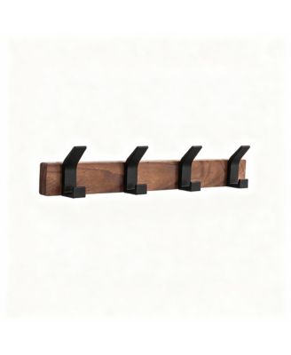 Walnut Wood & Aluminum Coat Rack,Rustproof, Easy Install