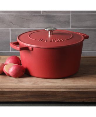 6 Qt Round Matte Enamel  Cast Iron Dutch Oven Pot With Lid - Red