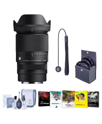 16-300mm f/3.5-6.7 DC OS Contemporary Lens for Canon RF, Black Bundle with Universal Lens Cap Tether, Cleaning Kit, Software Kit for PC, License