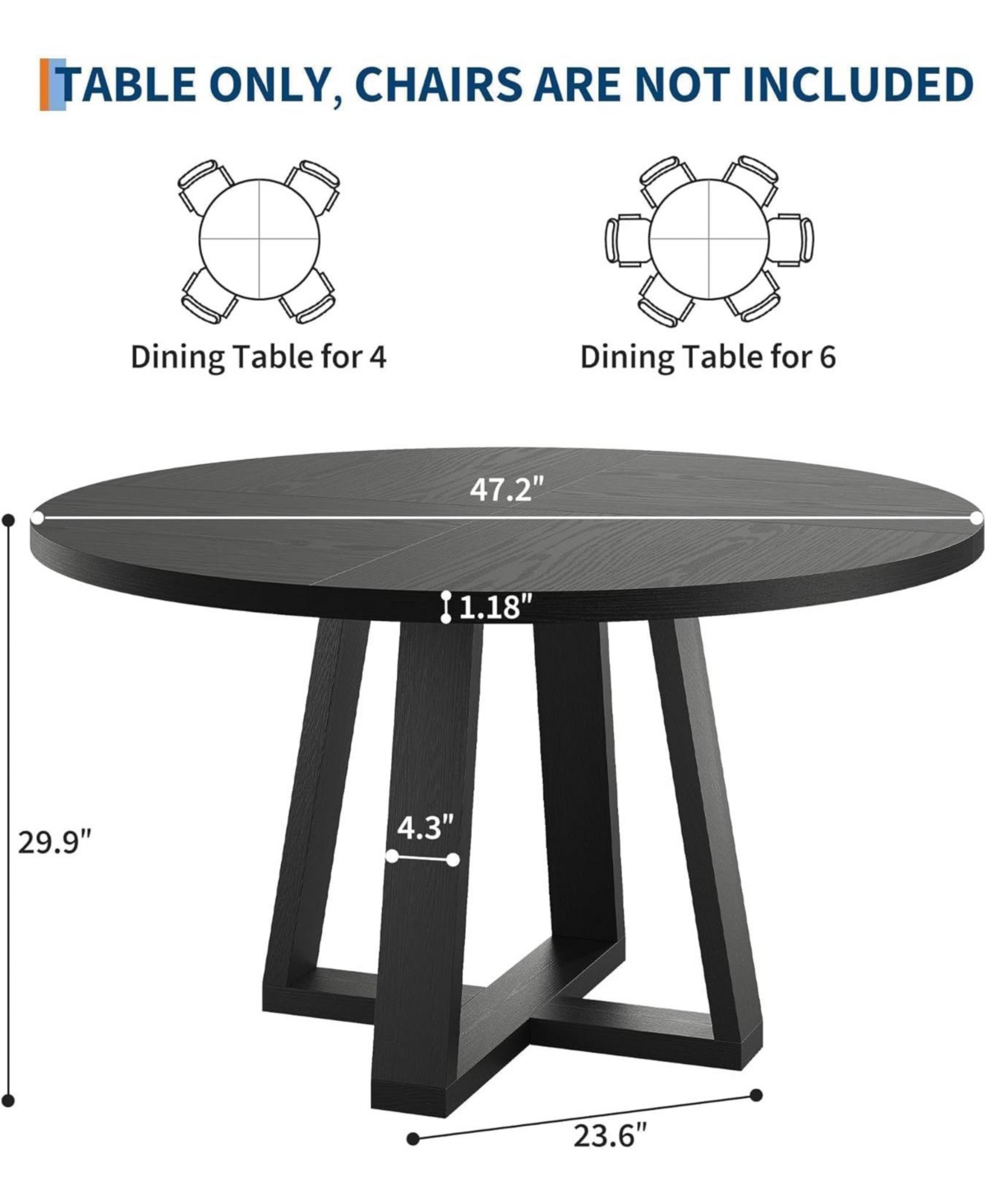 gaomon Round Dining Table – 47-inch Kitchen and Room Table, Perfect for Modern Spaces.