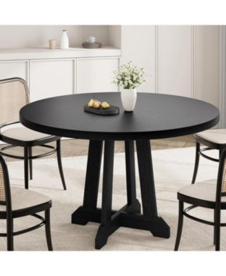 Round Dining Table for 4 to 6 People, 47" Round Dining Table, Wooden Kitchen Table with Sturty Legs, Dining Room Table for Dining Room, Kitchen