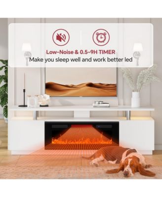 70'' Fireplace TV Stand with 36'' Electric Fireplace, High Gloss Entertainment Center for TVs Up to 80