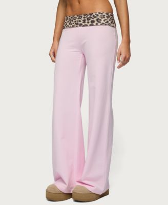Women's Leopard Foldover Pants