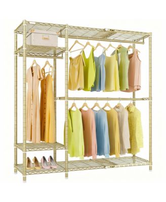 Adjustable Metal Garment Rack with Shelves and Rods for Space Maximization
