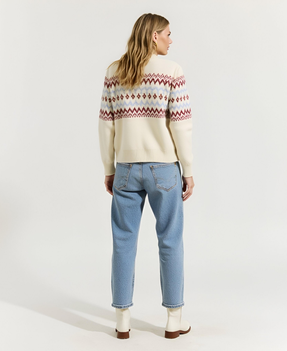 Modenaire Women's Fair Isle Zip-Front Cardigan