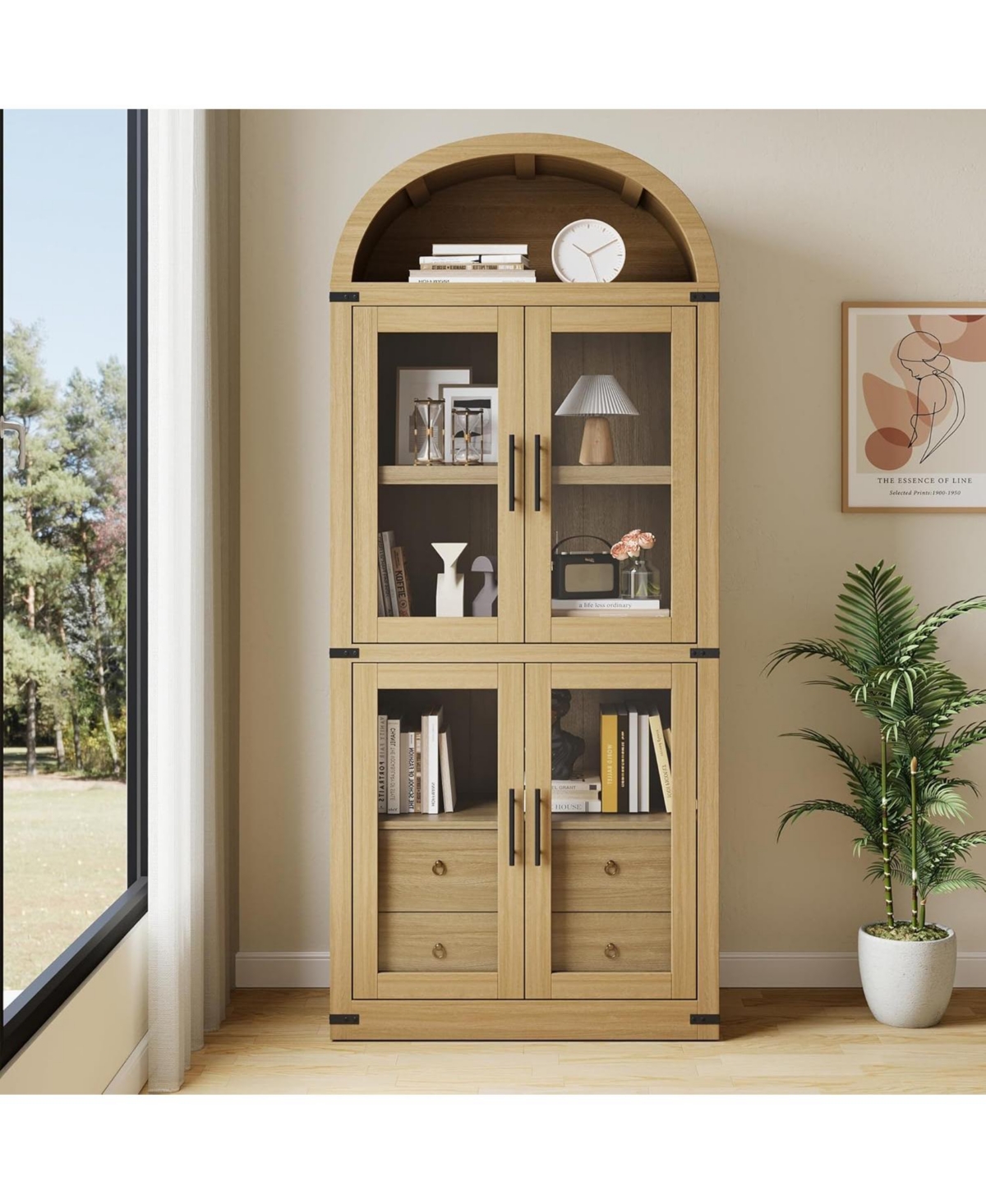 gaomon Arched Pantry Cabinet with Doors, 71.4" Tall Wood Storage 2 Drawers