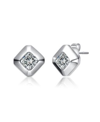 Dainty Gold Plated Cushion-Cut CZ Stud Earrings