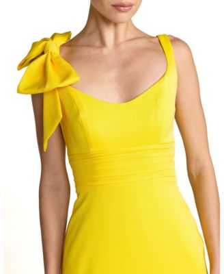 Women's Crepe Sleeveless Scoop Neck Gown with Bow