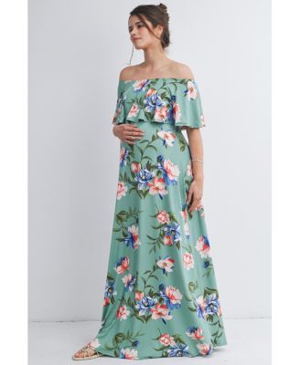 Maternity Off-Shoulder Ruffled Maxi Dress