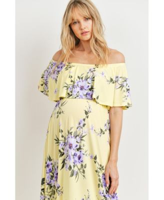 Maternity Off-Shoulder Ruffled Maxi Dress