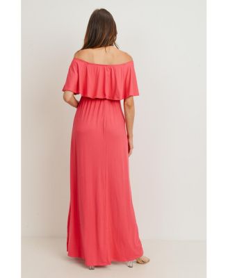 Maternity Off-Shoulder Ruffled Maxi Dress