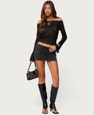 Women's Alef Sheer Lace Off Shoulder Top