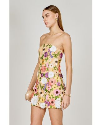 Women's Floral Embroidered mini Strapless Dress