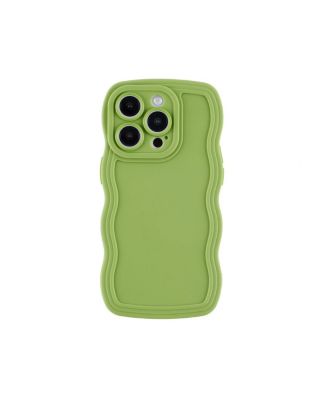 Green Plain Wavy iPhone 14 Pro Max Case