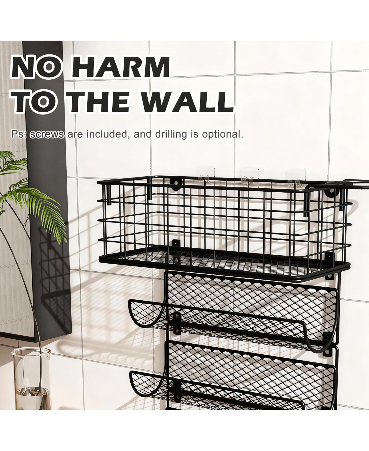 Yigii Wall-Mounted Hair Tool Wall Rack with Heat Safe for Styling Tools