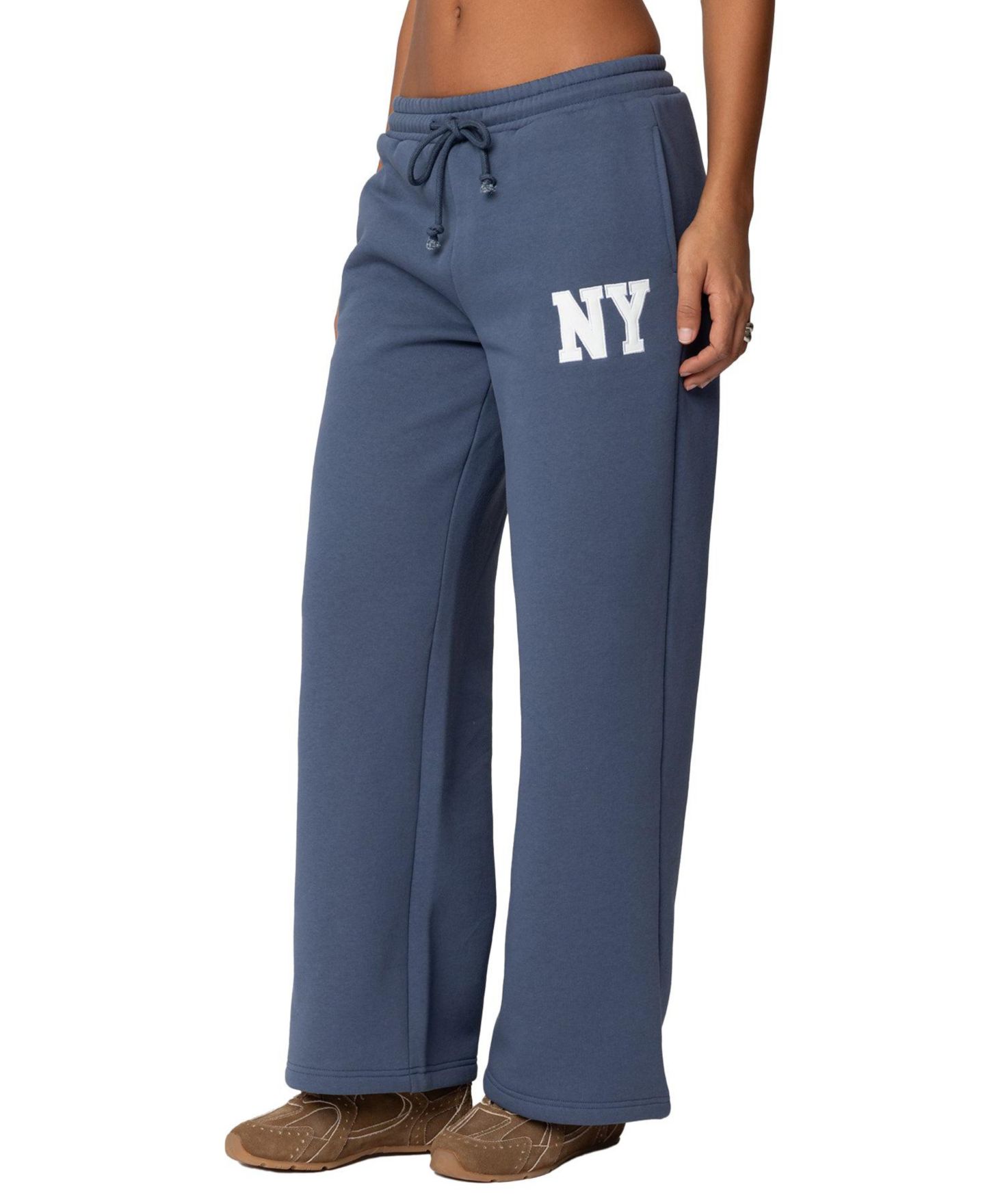 Женские брюки Edikted Ny Wide Leg Sweatpants, цвет: Синий — фото 4