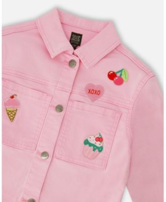 Girls Denim Jacket with Embroidered Patches
