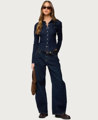 Women's Shylo Stretchy Denim Button Up Shirt