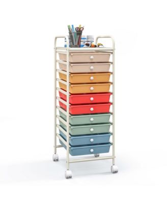 10 Drawer Rolling Storage Cart Scrapbook Paper Office School Organizer