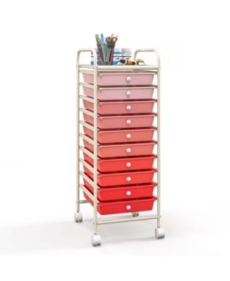 10 Drawer Rolling Storage Cart Scrapbook Paper Office School Organizer