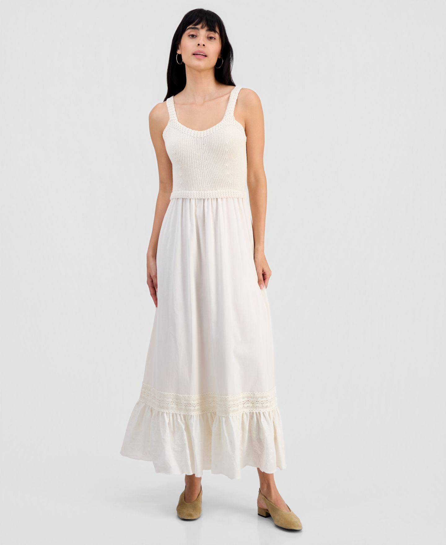 Женское платье And Now This Petite Sleeveless Crochet Maxi, цвет: Palomino — фото 1