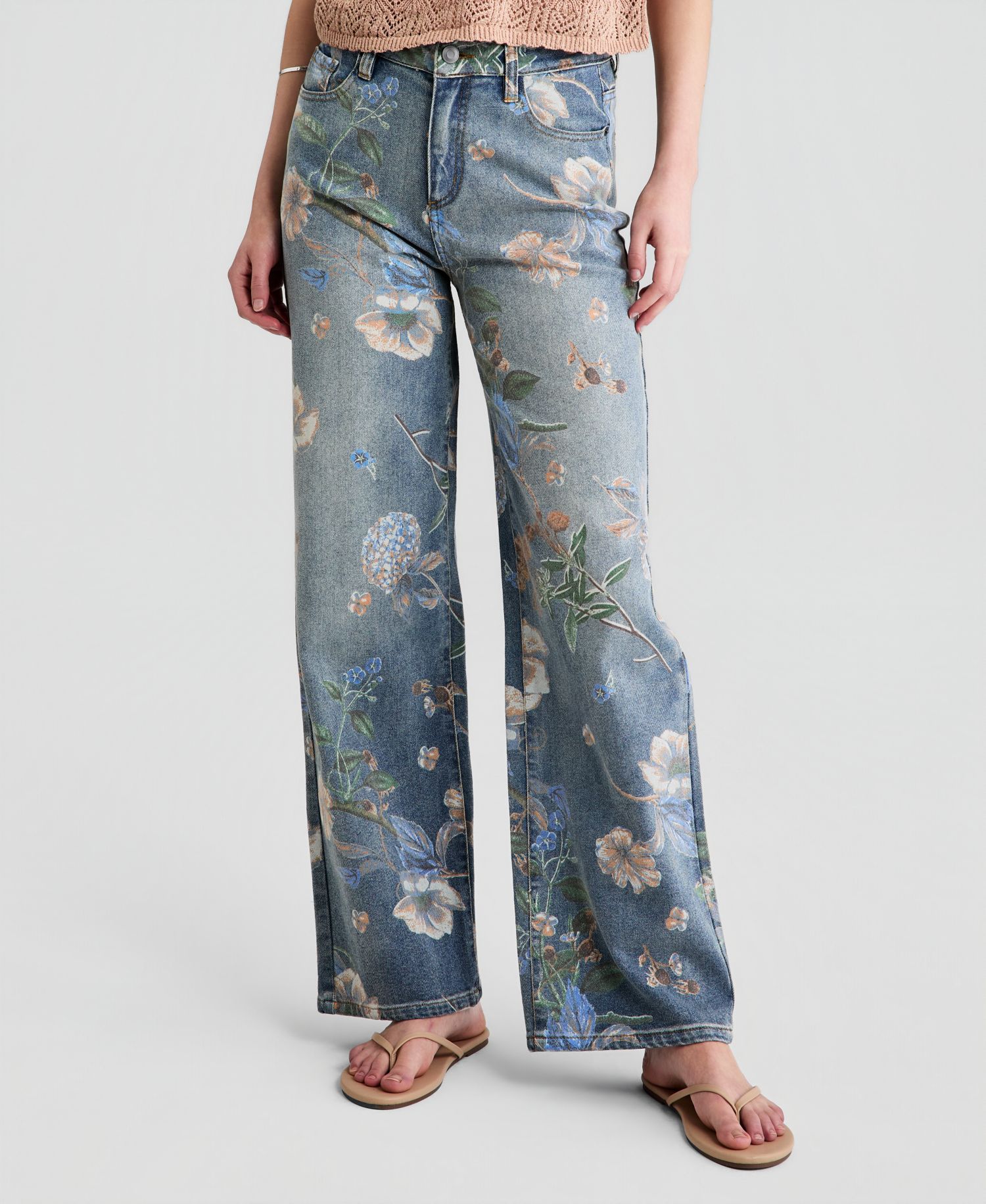 Women's High Rise Floral Jeans