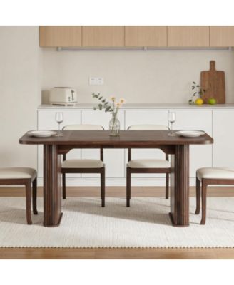 62" Large Dining Table, Set for 6-8 People, Kitchen Dining Table with Grille Design, Suitable for Dining, Home, Office, Living