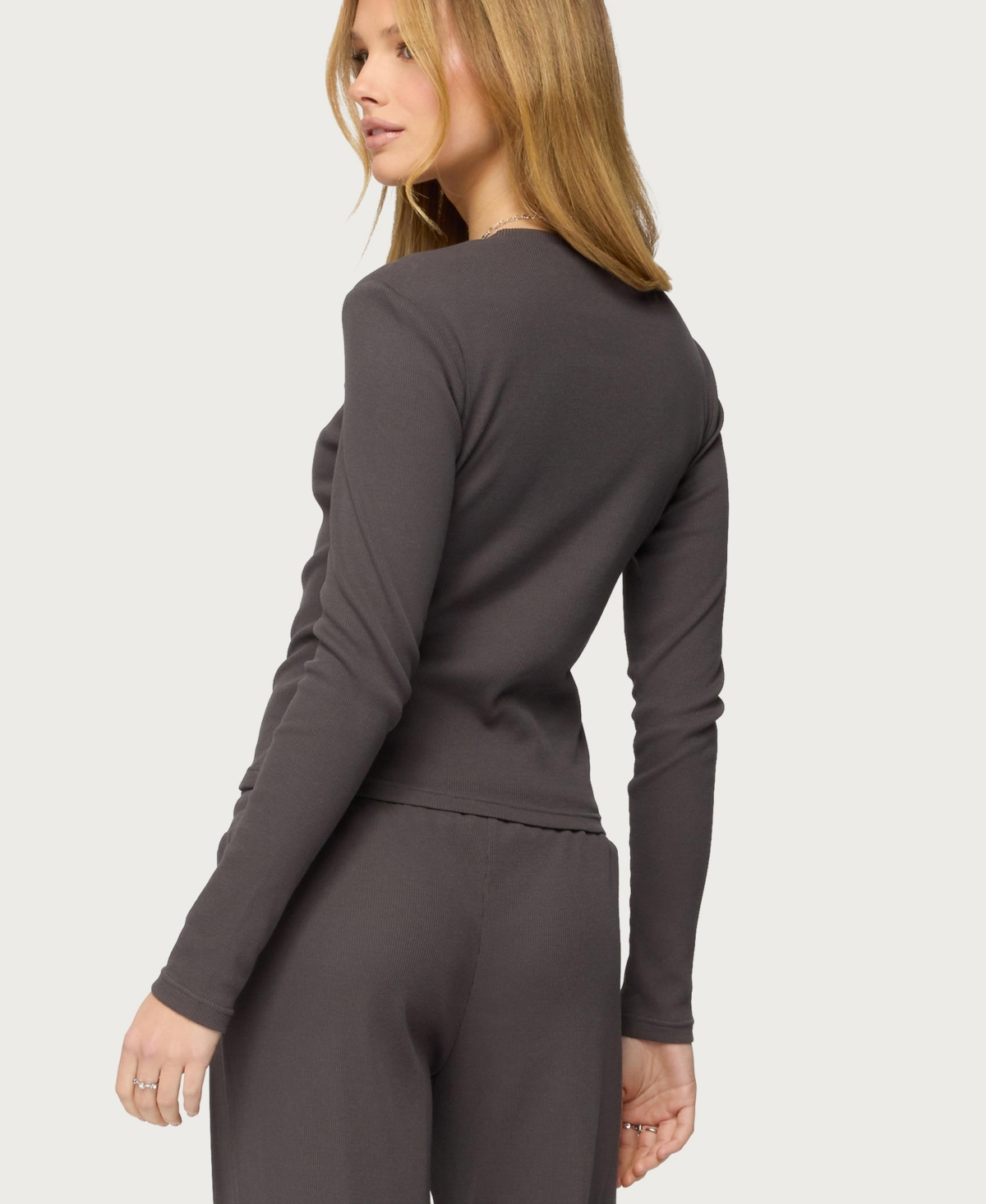 Edikted Women's Cicilia Long Sleeve Ribbed T Shirt