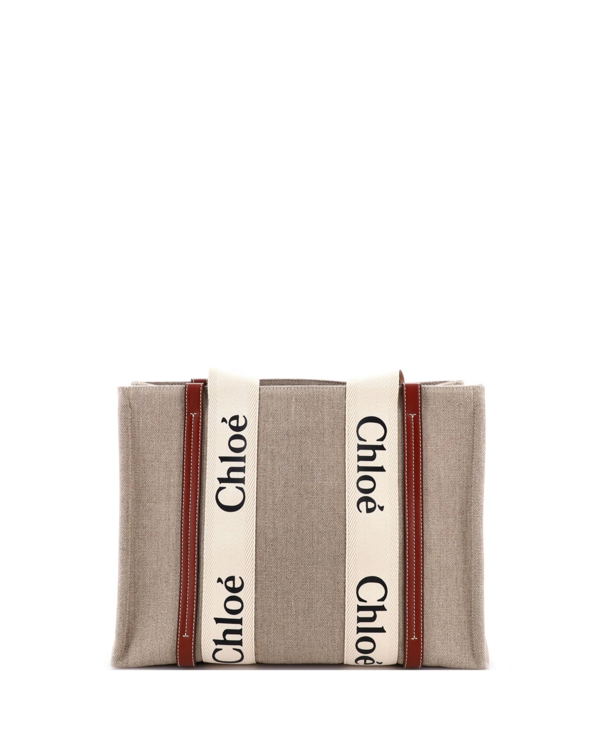 Pre-Owned Chloe Medium Woody Tote Canvas with Leather