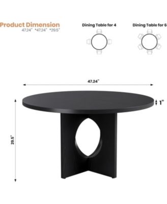 Round Dining Table, 47inch Kitchen Table for 4-6 People, Round Dining Table with Wooden Base Kitchen Tables for Dining Room, Kitchen, Living