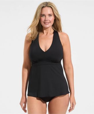 Plus Size V-Neck Racerback Flutter Tankini Top