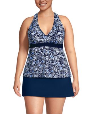 Plus Size V-Neck Racerback Flutter Tankini Top