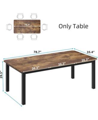 Industrial Long Dining Table for 6–8 People, 78.7 Inch Wooden Kitchen Table with Sturdy Metal Frame