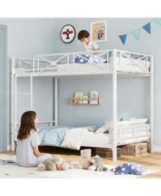 Metal Bunk Bed Twin Over Twin, Stable Heavy-Duty Bed with Safety Guard Rails and Space-Saving Design, Steel Bed for School, Bedroom
