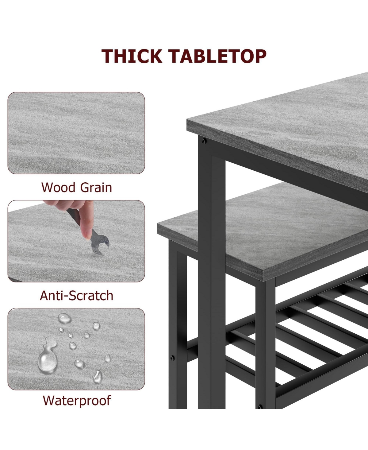 gaomon Dining Table and Chairs Set of 4,Kitchen Table and 2 Chair for 4 with Bench,Modern Metal Frame Dining Room Furniture Set