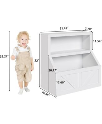 Kids Bookshelf and Toy Storage – Wooden Toddler Bookcase with Large Cubbies, Storage Organizer Cabinet