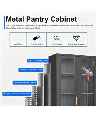 Tempered Glass Cabinet, Thickened Metal, Storage & Display, Safety Lock, Easy Assembly